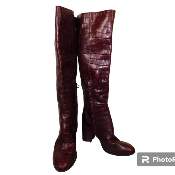Coach Brigitte Boot Croc Embossed Knee High Boots Size 6.5 - Picture 4 of 16